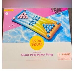 Sun Squad Inflatable Giant Pool Party Beer Pong Cup Holders 6 Ft Long 2.5ft Wide